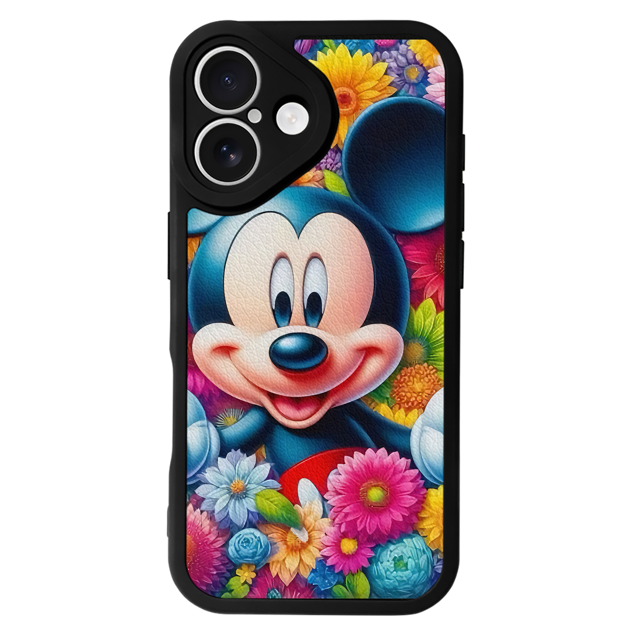 （画像用） ミッキーマウス Mickey Mouse 【iPhone 16シリーズ対応】シリコンスマホケース（レザー調） 材質：シリコン